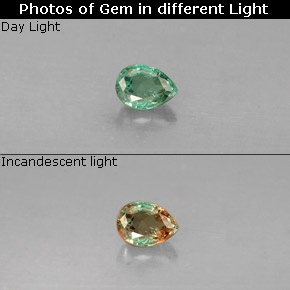 0.15克拉天然多色亚历山大石，梨形，3.6×2.6毫米，VS
