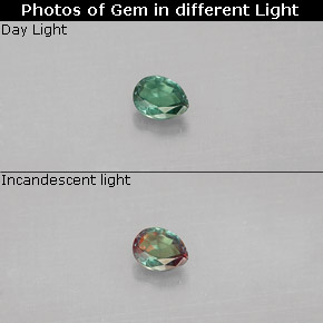 0.09克拉天然多色亚历山大石，梨形，3.2×2.5毫米，VS