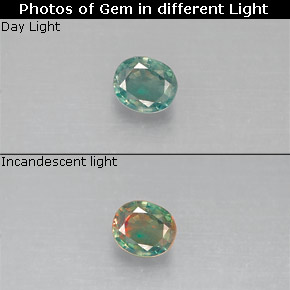 0.14克拉天然多色亚历山大石，椭圆形切割，3.2×2.8毫米，VS