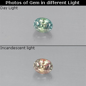 0.13克拉天然多色亚历山大石，椭圆形切割，3.1×2.4毫米，VS