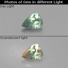 0.13克拉天然多色亚历山大石，梨形，4.1×3毫米，VS