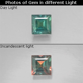 0.20克拉天然多色亚历山大石，方形，3.1×3.1毫米，VS