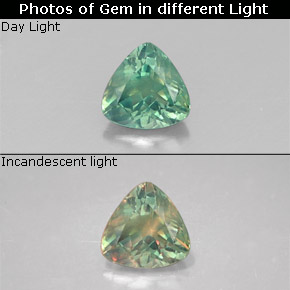 0.24克拉天然多色亚历山大石，三角形，3.8×3.7毫米，VS