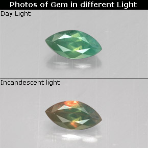 0.16克拉天然多色亚历山大石，马眼形，4.9×2.5毫米，VS
