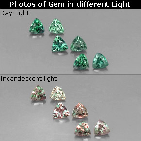 天然多色亚历山大石，三角形，3.2×3.1毫米，VS
