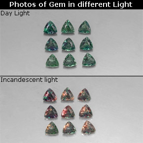 天然多色亚历山大石，三角形，3.2×3.1毫米，VS