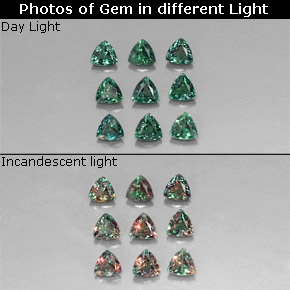 天然多色亚历山大石，三角形，3.2×3.1毫米，VS