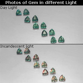天然变色亚历山大石，三角形，3.2×3.1毫米，VS