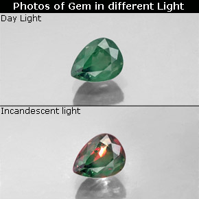 0.50克拉天然多色亚历山大石，梨形，5.3×4.1毫米，VS