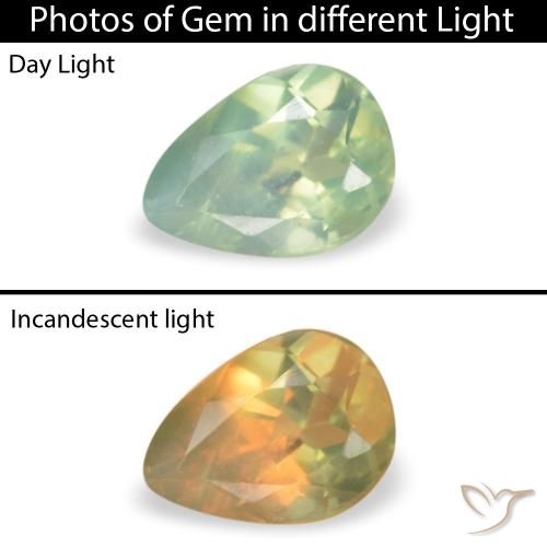 0.13ct 天然 黄绿色 紫翠玉, 梨形, VS