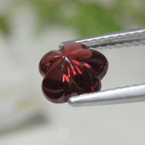 1.73克拉天然红色铁铝榴石，花形切工，7.1×7毫米，半透明