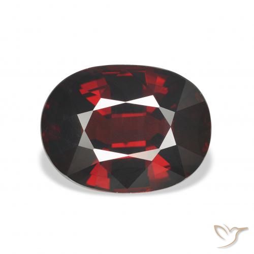6.90ct 天然 黑红色 铁铝榴石石榴石, 椭圆形, VVS-VS