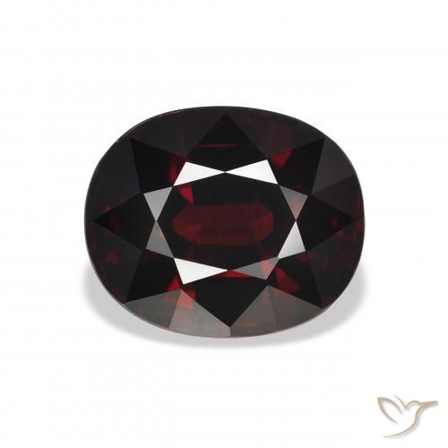 6.72ct 天然 黑红色 铁铝榴石石榴石, 椭圆形, VVS