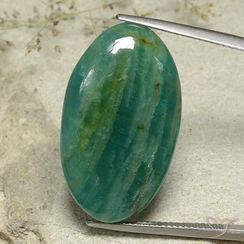 25.86ct 天然 绿蓝色 天河石, 椭圆形, 半透明
