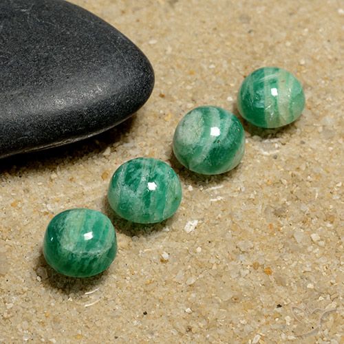 5.77ctw 天然 冷绿 天河石, 圆形的, 不透明
