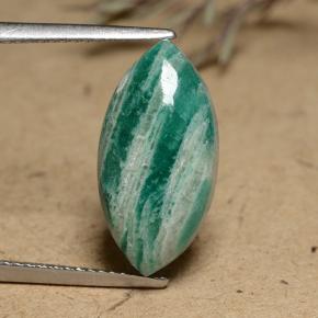 7.14克拉天然绿色天河石，马眼形，18×9.1毫米，不透明