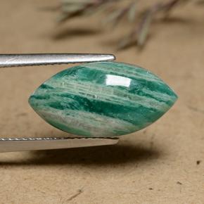 7.14克拉天然绿色天河石，马眼形，18×9.1毫米，不透明