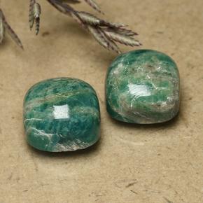 11.59天然绿色天河石，垫形剪裁，10.2×10.2毫米，不透明