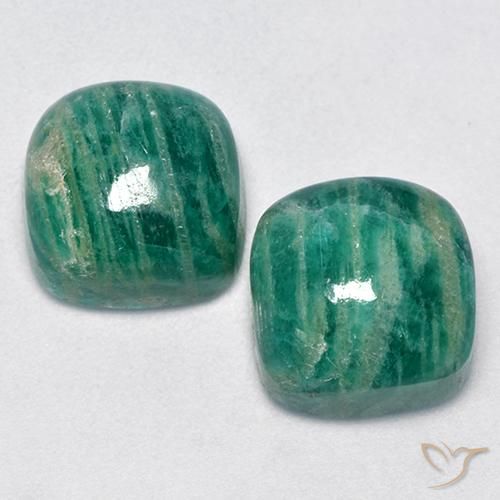 11.90天然绿色天河石，垫形剪裁，10.3×10.3毫米，不透明