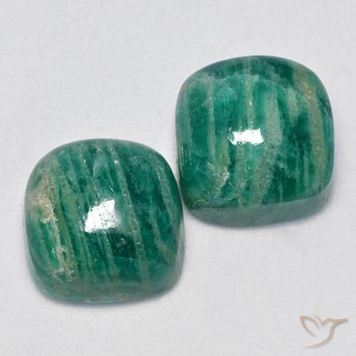 11.90天然绿色天河石，垫形剪裁，10.3×10.3毫米，不透明