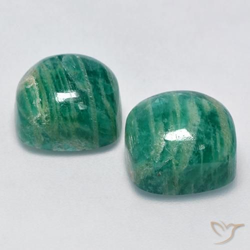 11.90天然绿色天河石，垫形剪裁，10.3×10.3毫米，不透明