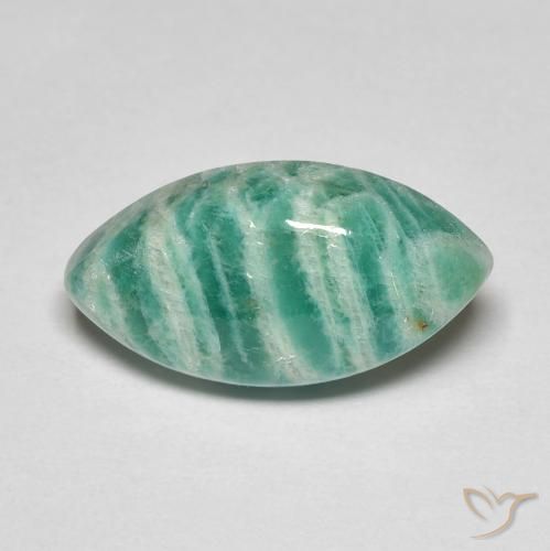 6.39ct 天然 冷绿 天河石, 榄尖形, 不透明