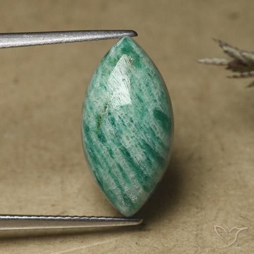7.65ct 天然 松绿 天河石, 榄尖形, 不透明