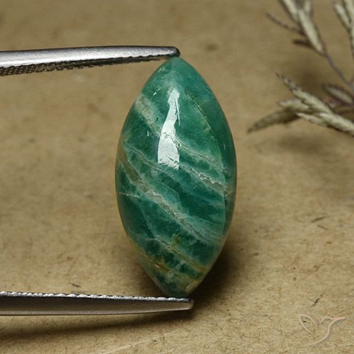 6.82ct 天然 松绿 天河石, 榄尖形, 不透明