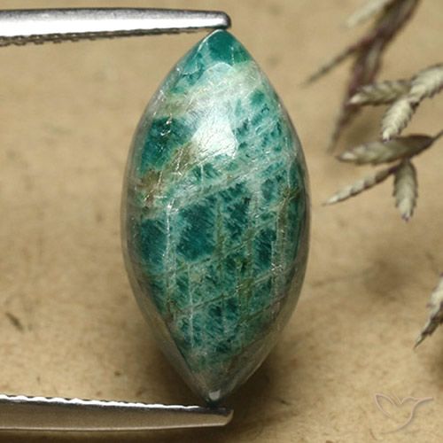 7.17ct 天然 松绿 天河石, 榄尖形, 不透明