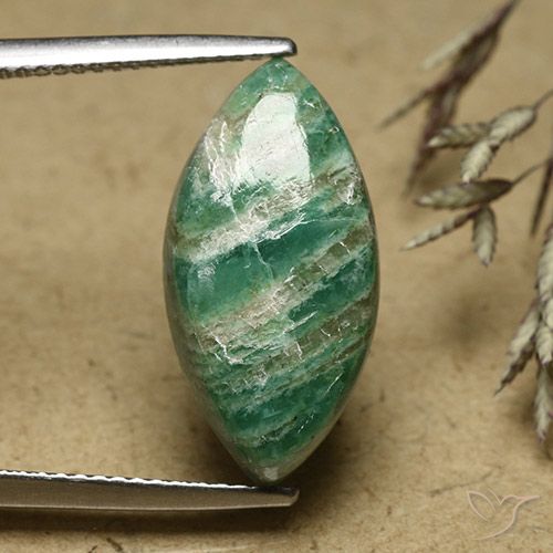 6.79ct 天然 冷松绿 天河石, 榄尖形, 不透明