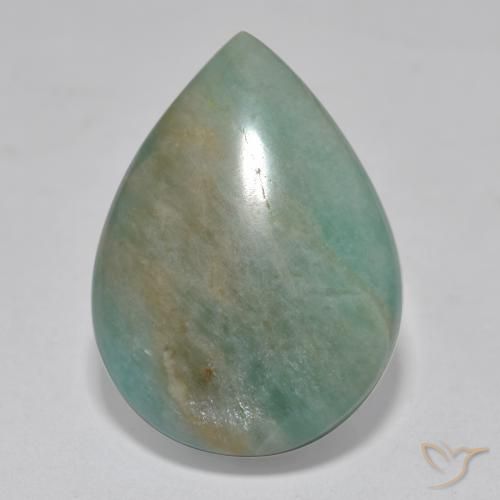 16.57ct 天然 绿蓝调 天河石, 梨形, 半透明