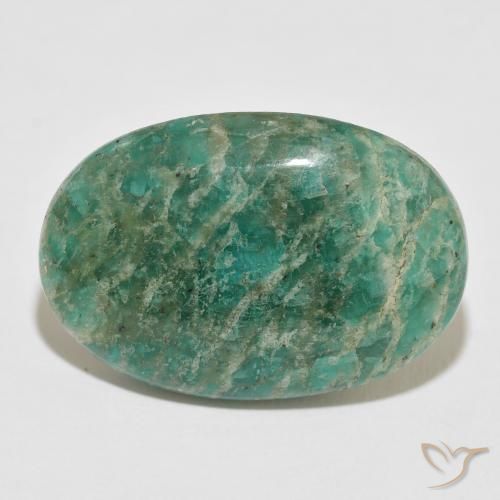 35.81ct 天然 冷绿 天河石, 椭圆形, 不透明