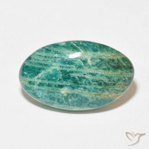 21.30ct 天然 冷绿 天河石, 椭圆形, 不透明