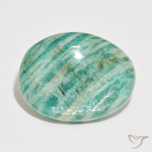 34.84ct 天然 多色绿色 天河石, 椭圆形, 不透明