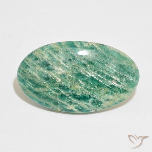 30.25ct 天然 暗绿色 天河石, 椭圆形, 不透明