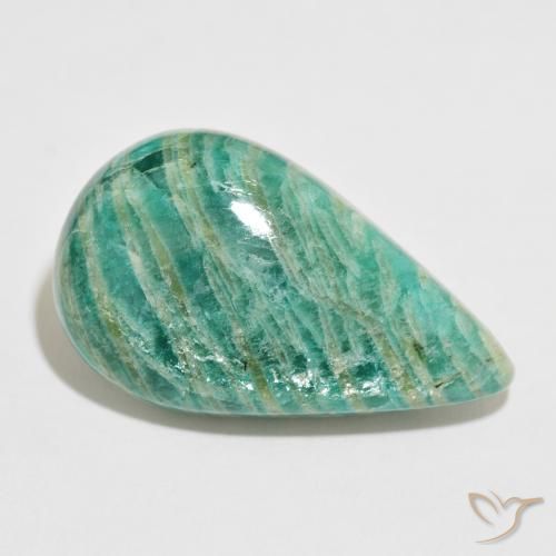 49.01ct 天然 松绿 天河石, 梨形, 不透明