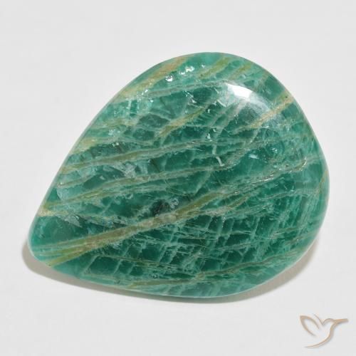 54.15ct 天然 松绿 天河石, 梨形, 不透明