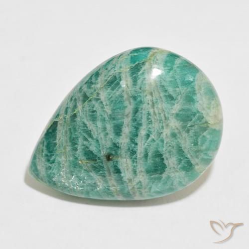 37.97ct 天然 冷绿 天河石, 梨形, 不透明
