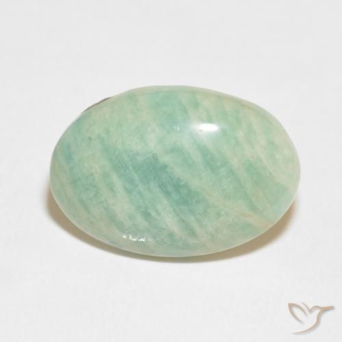 15.06ct 天然 浅苔绿色 天河石, 椭圆形, 不透明
