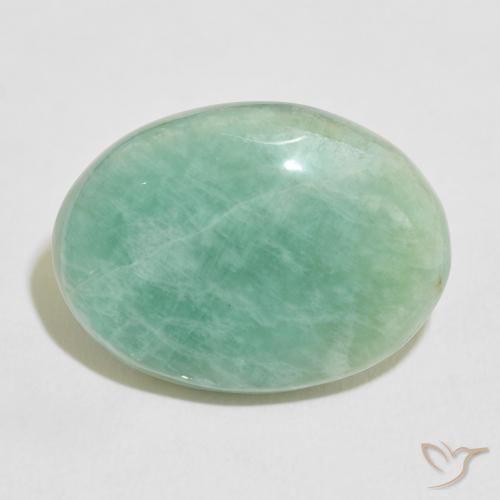 15.65ct 天然 浅海绿 天河石, 椭圆形, 不透明