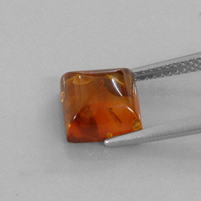 1.23克拉天然橙色琥珀，透明，8×8毫米，透明/半透明