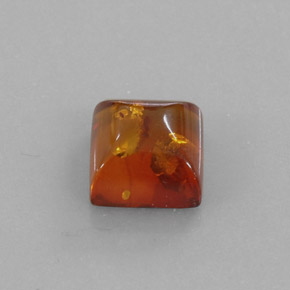 1.23克拉天然橙色琥珀，透明，8×8毫米，透明/半透明