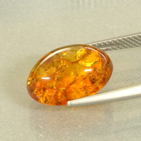 2.29克拉天然橙色琥珀，透明，13.9×10毫米，透明/半透明