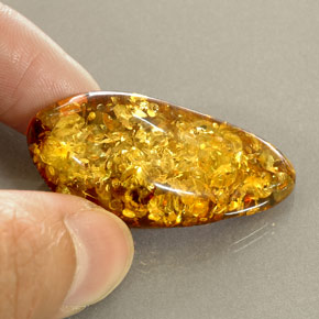 20.89克拉天然橙色琥珀，透明，37.5×17.3毫米，透明/半透明