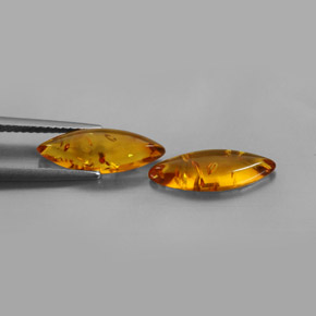 天然橙色琥珀，透明，14.7×5毫米，透明/半透明