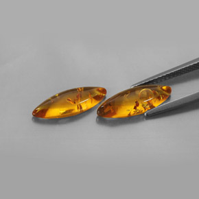 天然橙色琥珀，透明，14.7×5毫米，透明/半透明