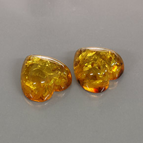 天然橙色琥珀，透明，15.8×15.7毫米，透明/半透明