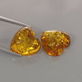 天然橙色琥珀，透明，15.6×15.5毫米，透明/半透明