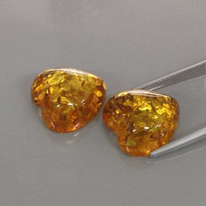 天然橙色琥珀，透明，15.6×15.5毫米，透明/半透明