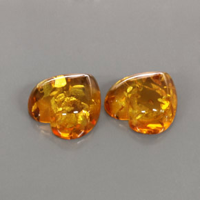 天然橙色琥珀，透明，16.2×16.1毫米，透明/半透明